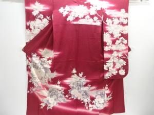 銀通し　貝桶に草花模様振袖